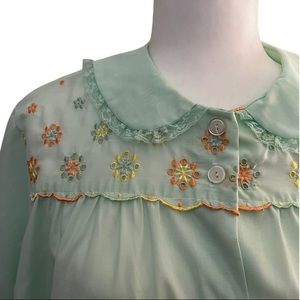 Mint Green Twee embroidered 1960s House Coat amazing!